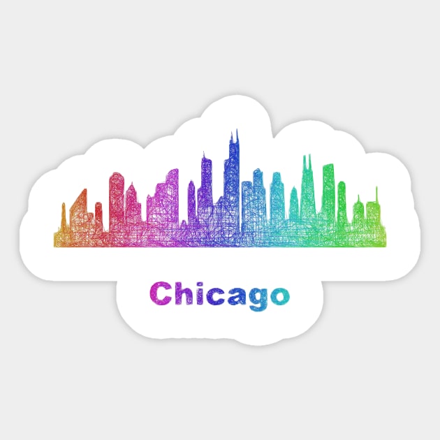 Rainbow Chicago skyline Sticker by DavidZydd